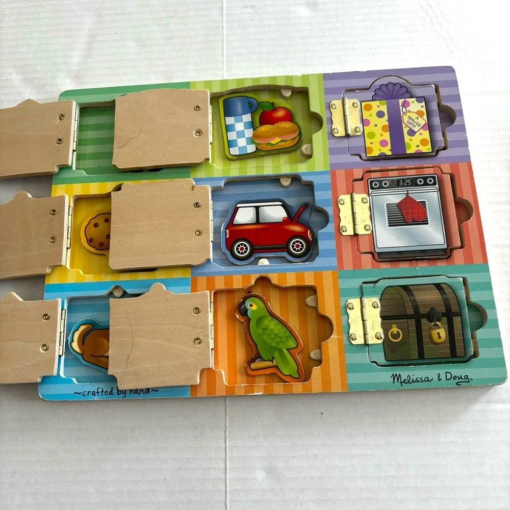 Melissa & Doug Wooden‎ Puzzles Bundle of 3 Hide & Seek Farm Sounds Hinged Doors